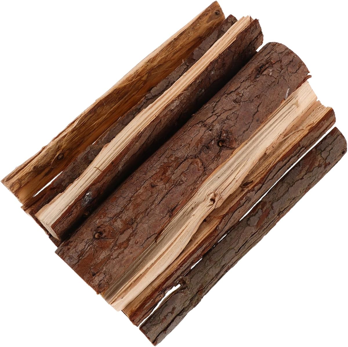 10 Troncos Decoracion Chimenea de Madera Seca Marrón, Accesorios de Leña Hechos a Mano para Decoración de Jardín, 10 Piezas