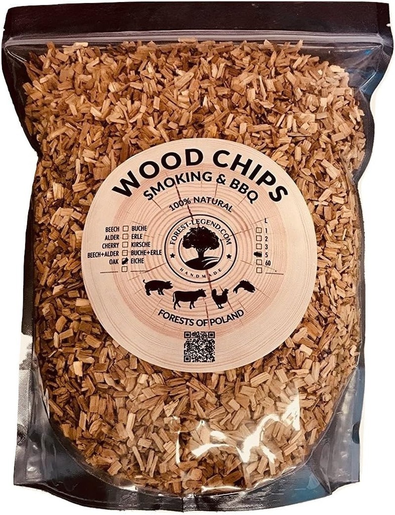 Astillas de madera de ahumado para barbacoa y ahumadero 5 litros 100% natural procedente de bosques polacos de roble