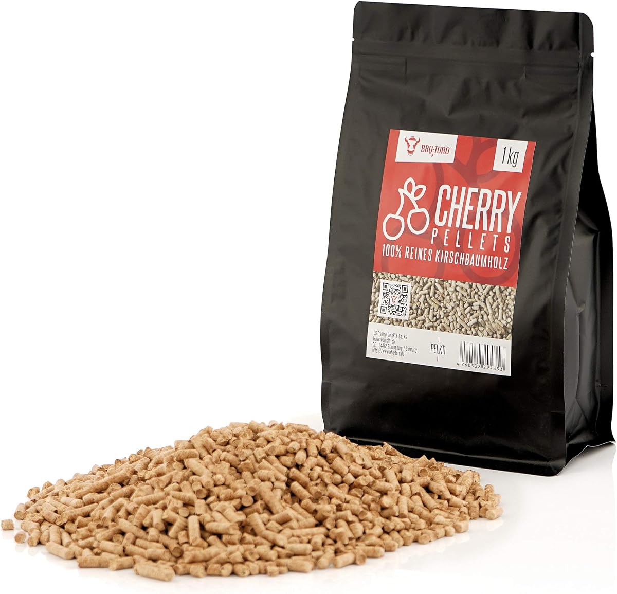 BBQ-Toro Pellets de 100% Madera de Cerezo Cherry | 1 Kg | para Barbacoas, Ahumadores, Fumador, Horno de Pellets y Sistemas de Calefacción | Pellets para Barbacoa