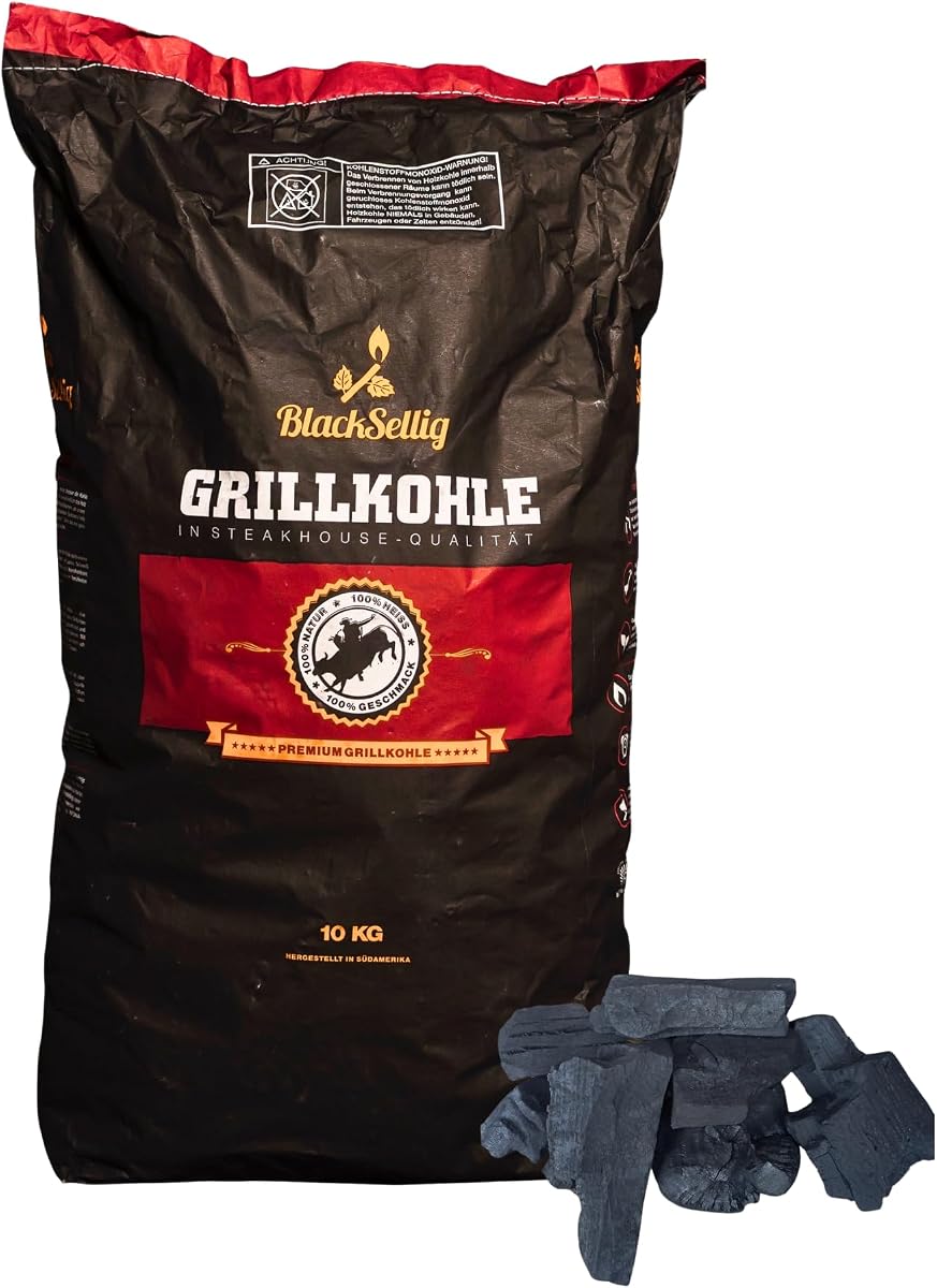 Carbón para parrilla, calidad de restaurante, madera de quebracho blanco, saco de 10 kg