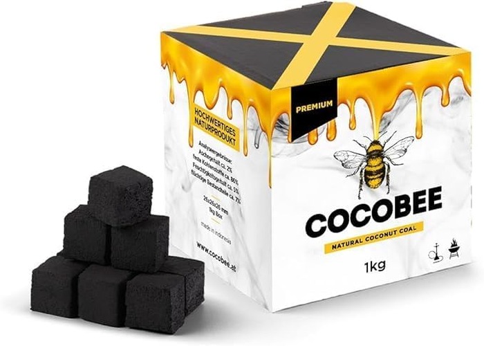 COCOBEE 1KG Carbón de Coco Natural para Shisha y Barbacoa 26mm Alta Combustión Encendido Rápido con Calor Uniforme Baja Ceniza para Cachimba Hookah BBQ Premium DISPAU
