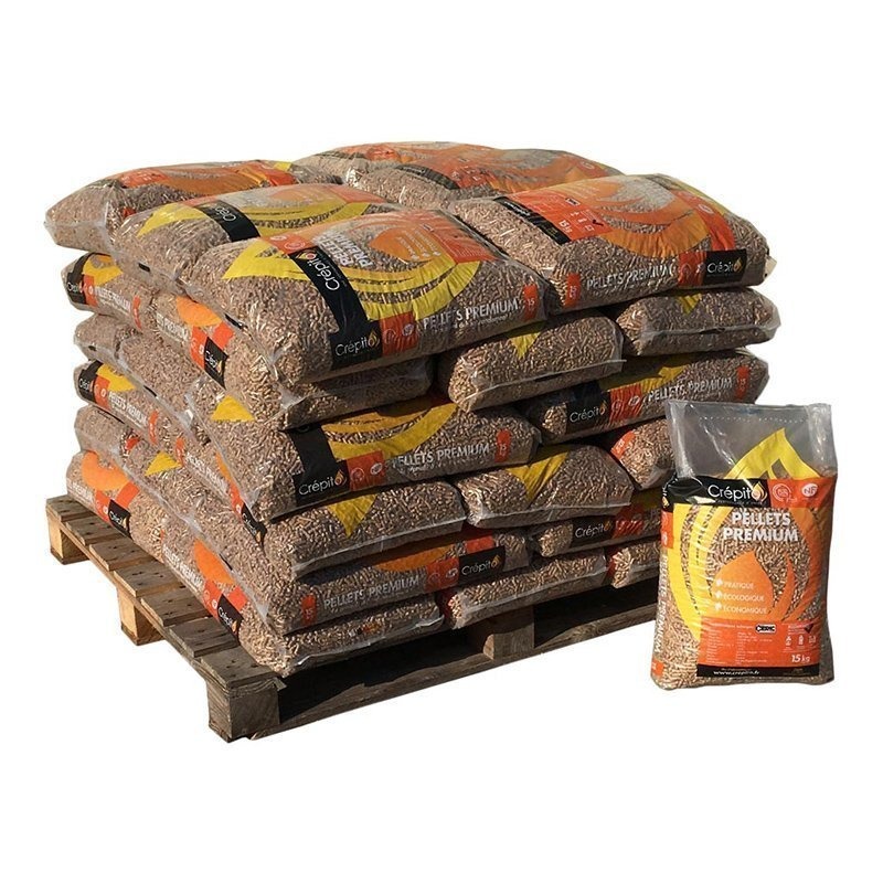 CRÉPITO® – 1/2 Palet Pellets de madera (36 Sacos à 15 kg)
