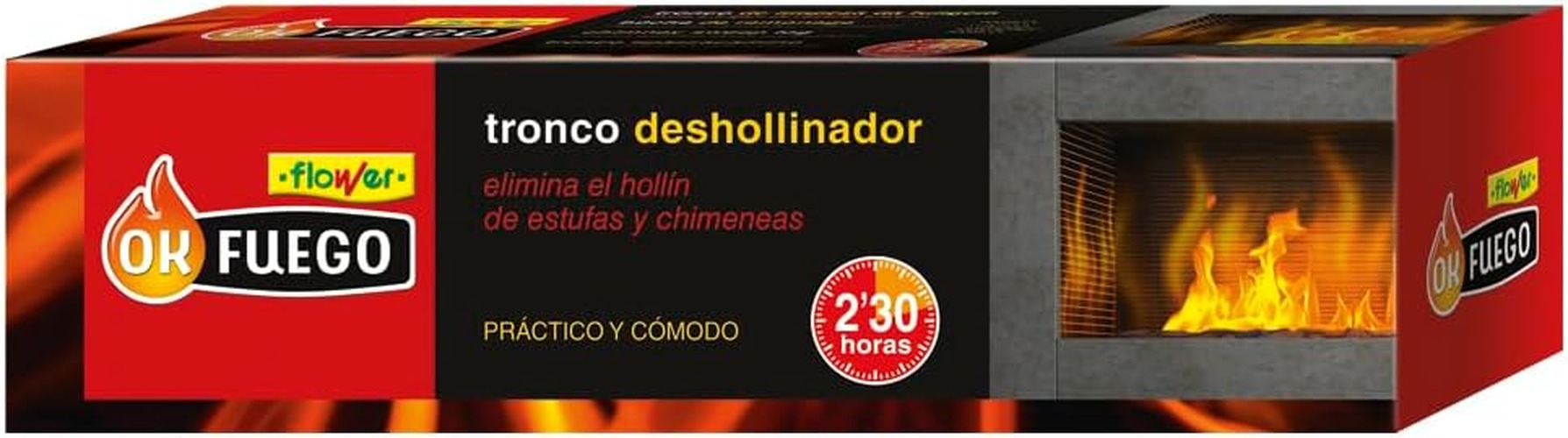 Flower - Tronco Deshollinador Autolimpieza 1.5 Kg | Elimina y Previene Acumulación de Hollín | Arde 2.3 Horas | Ideal para Estufas y Chimeneas, Único