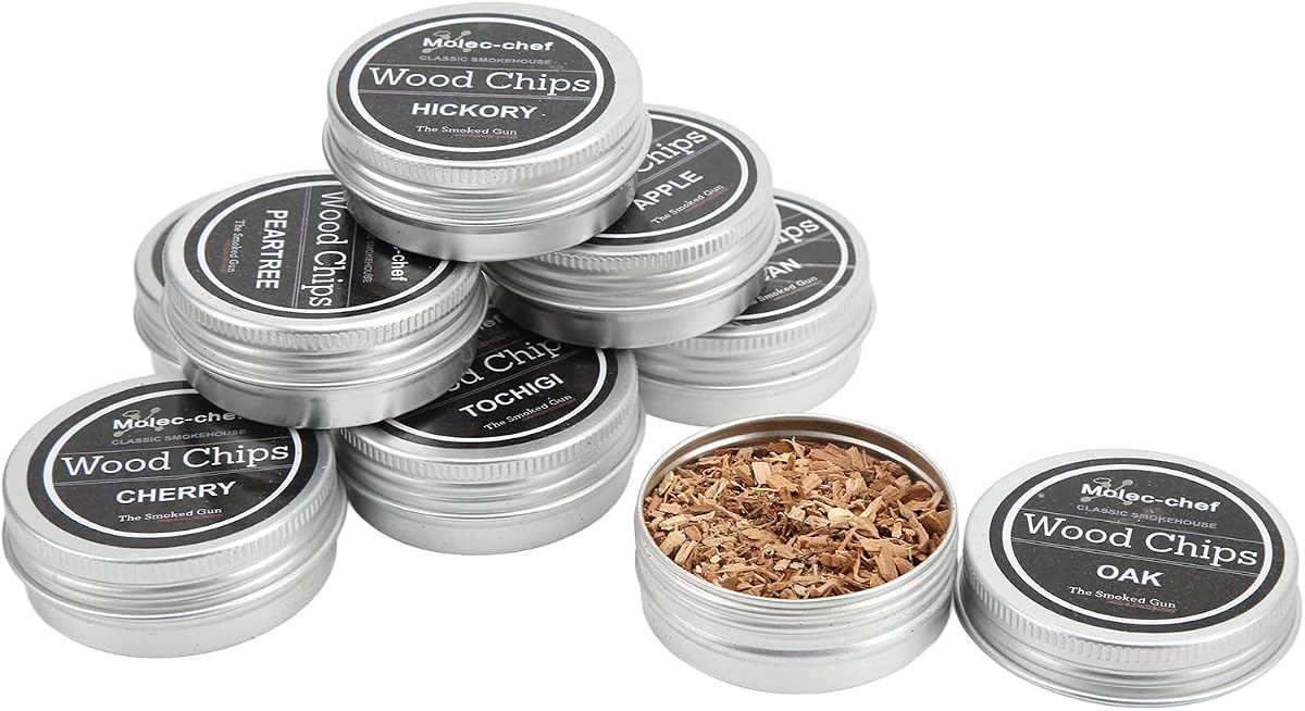 Focket Chips de Madera para Ahumador de Cócteles, 8 Sabores Virutas de Ahumador de Madera Astillas de Madera para Ahumador, Astillas de Madera para Fumadores, para Cóctel Culinario