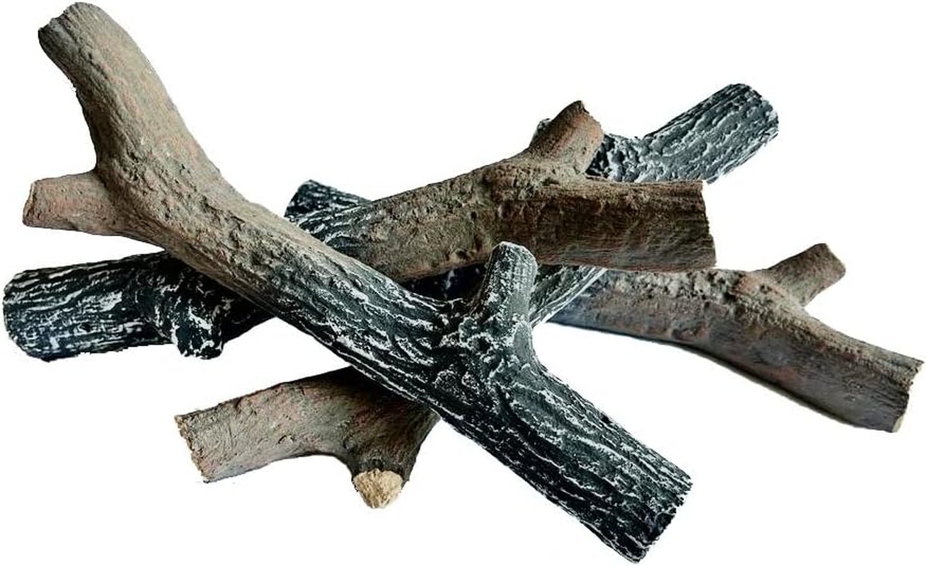 Juego de 4 troncos de cerámica decorativos de madera para bioetanol o gas, resistentes al calor