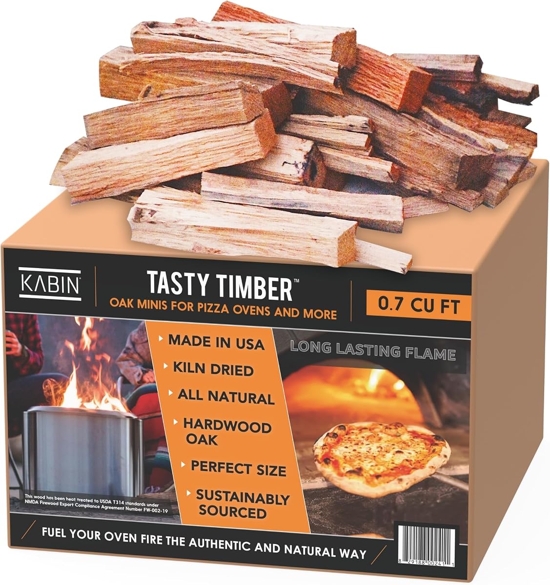 KABIN Tasty Timber - Minis de roble secado al horno para hornos de pizza y más, fabricado en Estados Unidos, madera dura totalmente natural, tamaño perfecto, combustible de origen sostenible