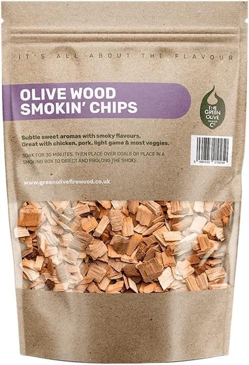 Leña de oliva verde – Astillas de madera para ahumar, 3 L – astillas de madera para barbacoa, ideal para su uso en barbacoas o ahumadores – Astillas de madera para ahumar sabores, para ahumar carne