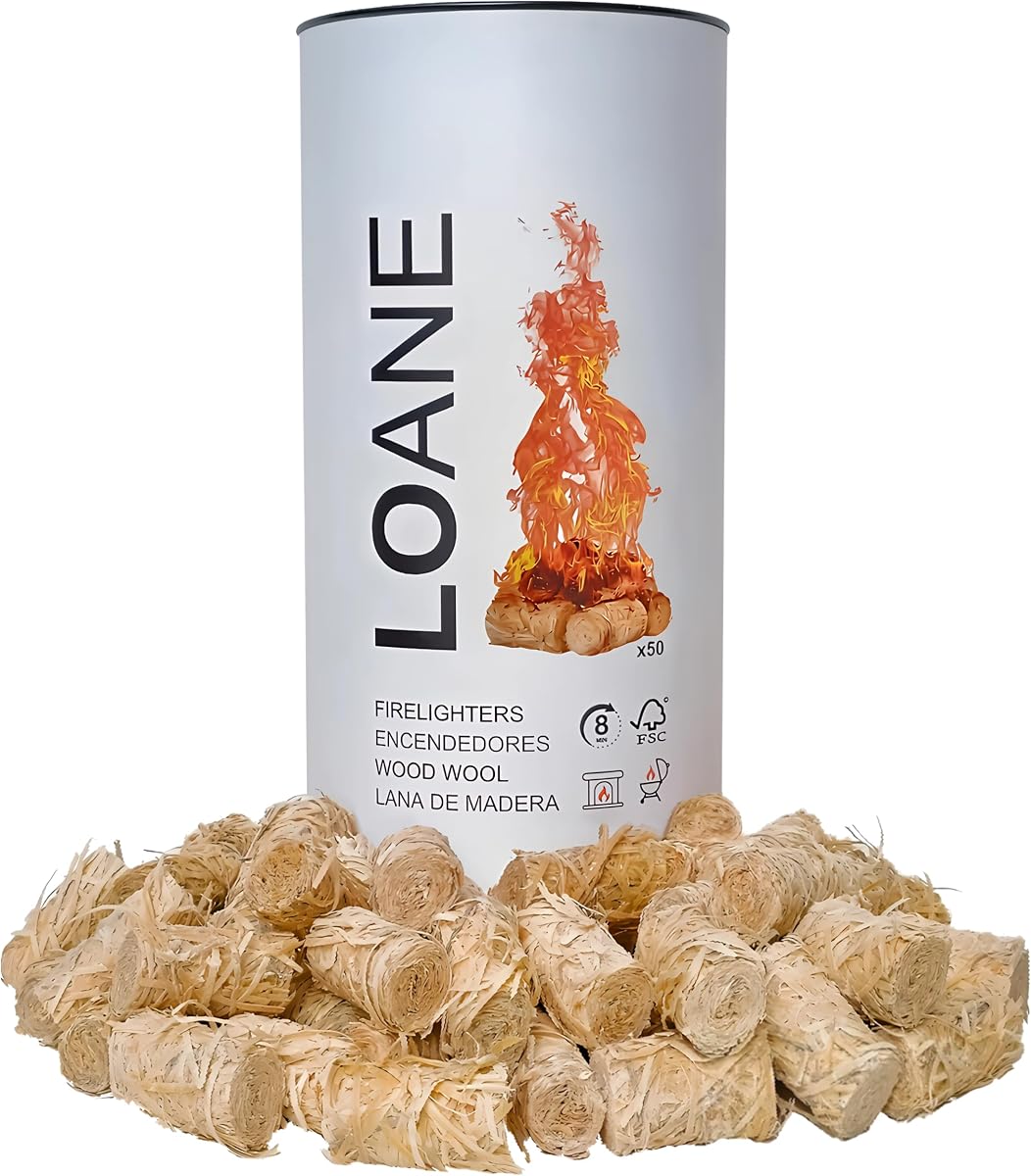 LOANE – Pastillas Encendido Chimenea – Encendedor Chimenea, Encendedor Barbacoa, Pastillas Encendido, Encendedores Ecológicos, Ecendedores Naturales, Encendedores De Lana De Madera.