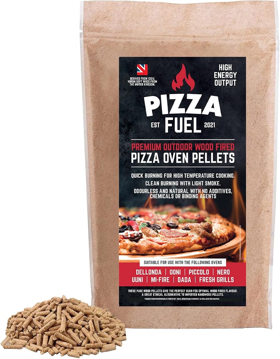 Pellets de Madera para Horno de Pizza de Alta Potencia de 5 kg para Parrillas Dallonda Nero Fresh Uuni Ninja Woodfire y más, Bolsa resellable, Horno de Pizza de leña, Kamado, ahumadores