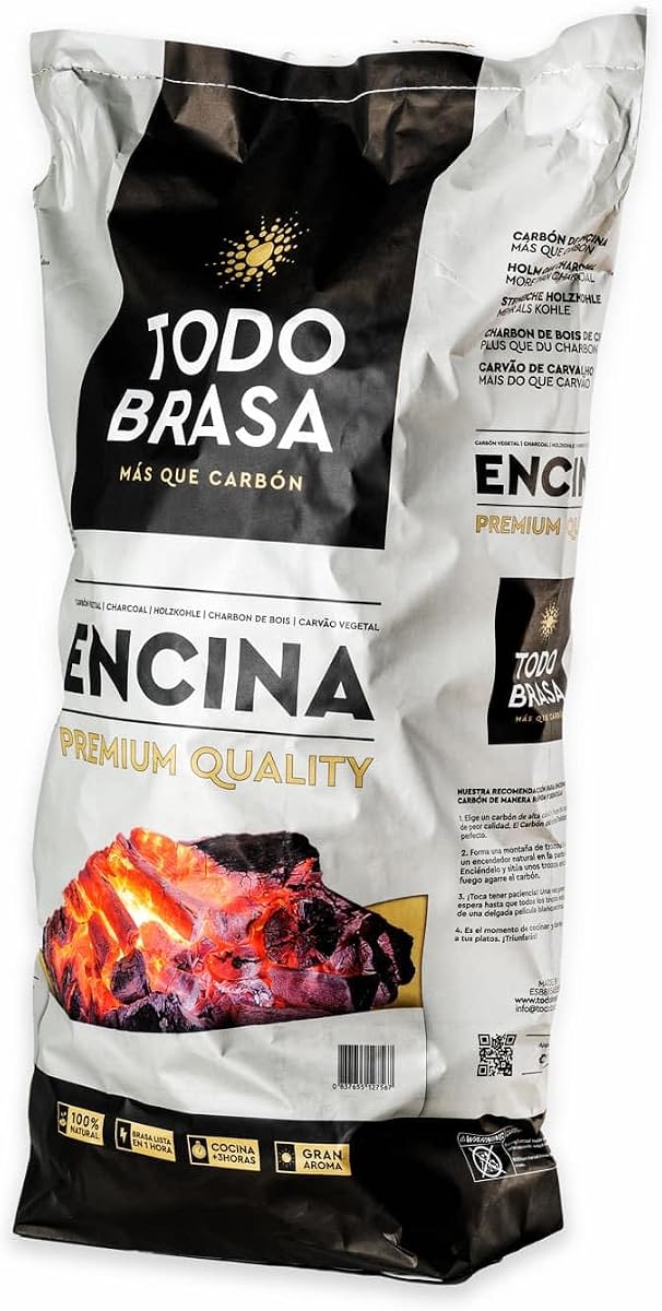 Peyca Carbon Vegetal de Encina Premium - Todobrasa. Gran Poder calorifico. Gran duracion. Ideal para BBQ, Parrilla y Horno. (15KG)