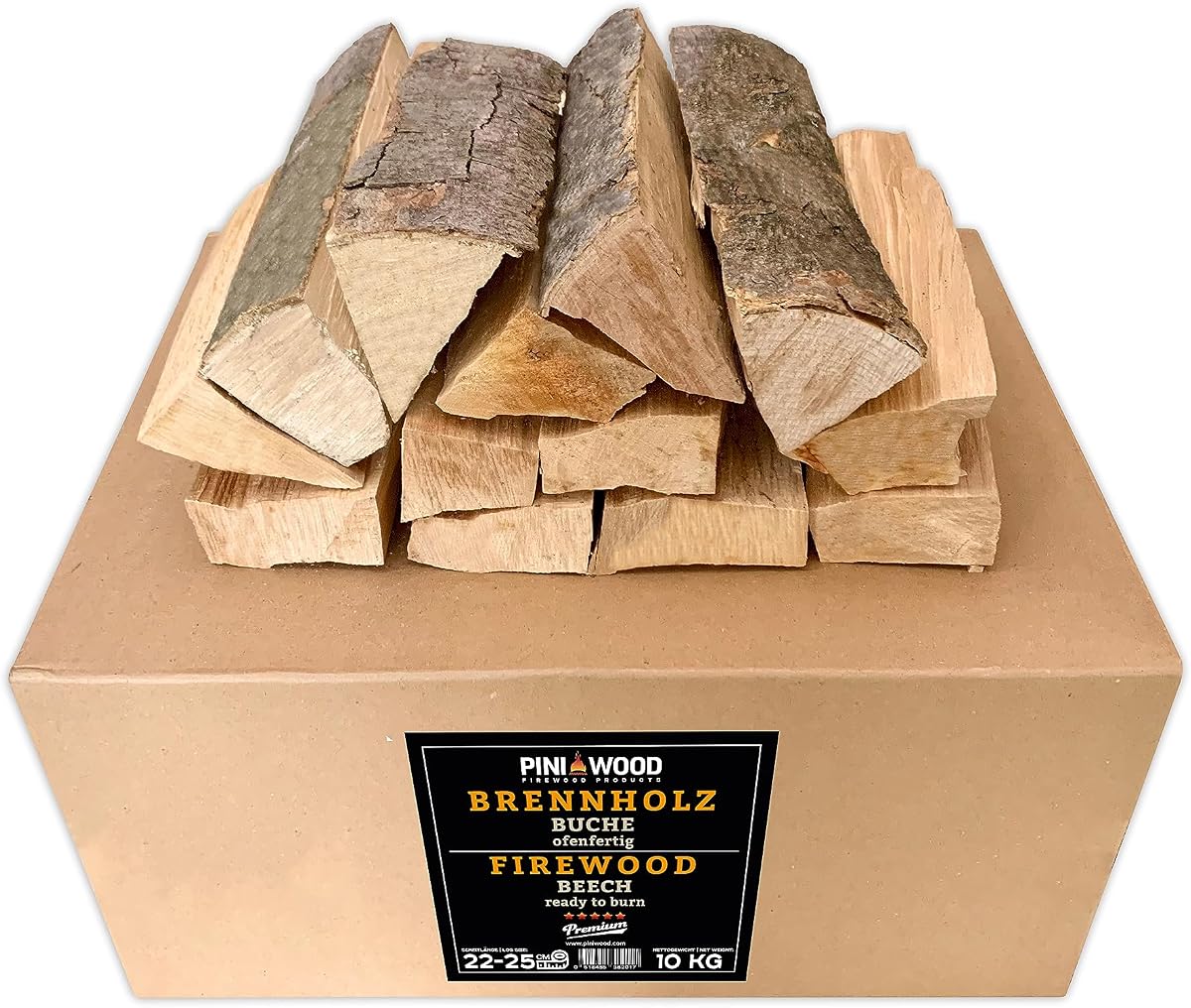 PINI Leña de haya de 10 kg, lista para horno, para chimenea, parrilla, cuenco de fuego, horno de pizza, ahumador
