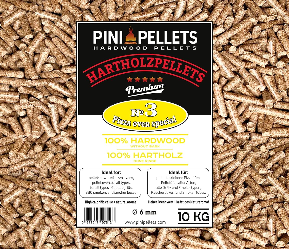PINI Pellets de Madera Dura Pellets №3 Horno de Pizza Especial 10 Kg para hornos de Pizza con pellets