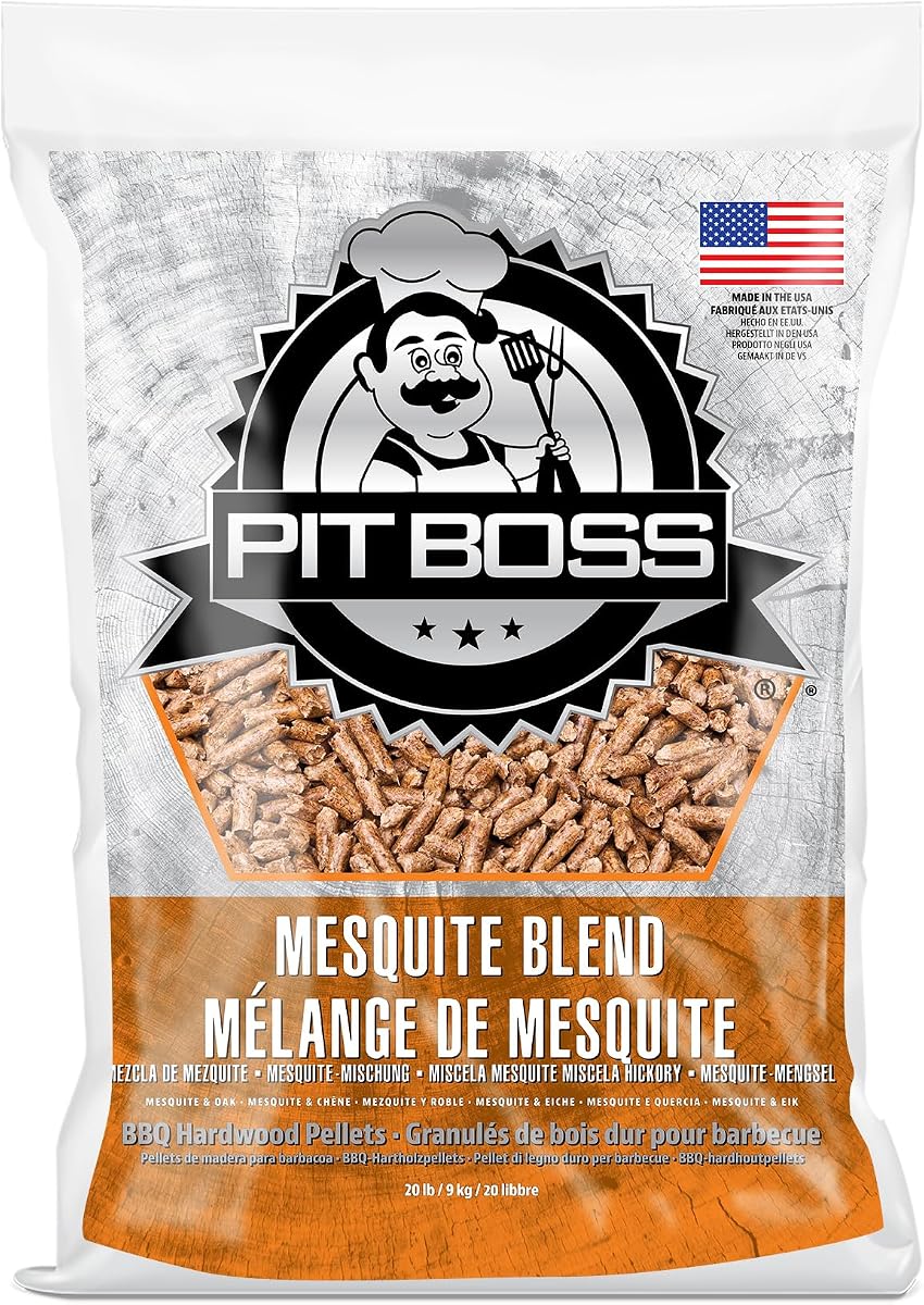 Pit Boss Pellets de Madera Mesquite Blend 9 kg para BBQ y Ahumador | Madera natural, Aroma intenso, Ahumado robusto, Para parrilla y horno de ahumado