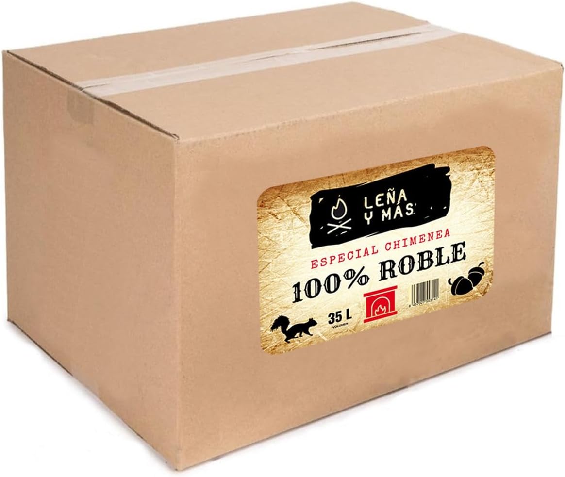 Roble 100% para Chimenea, 35L, Caja 38x31x31 cm