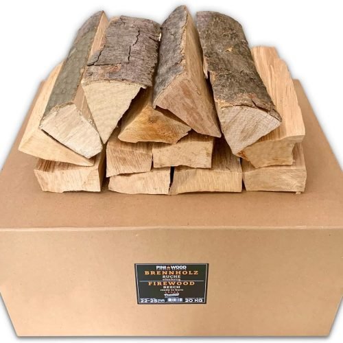 PINI Leña de haya, lista para usar, 20 kg, aproximadamente 25 cm, para chimenea, barbacoa, brasero, horno de pizza, ahumadero.