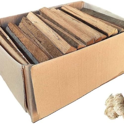 Madera de encendido de roble seco, 8 kg, troncos de 25 cm, para chimenea, horno de pizza y barbacoa, con 3 encendedores naturales