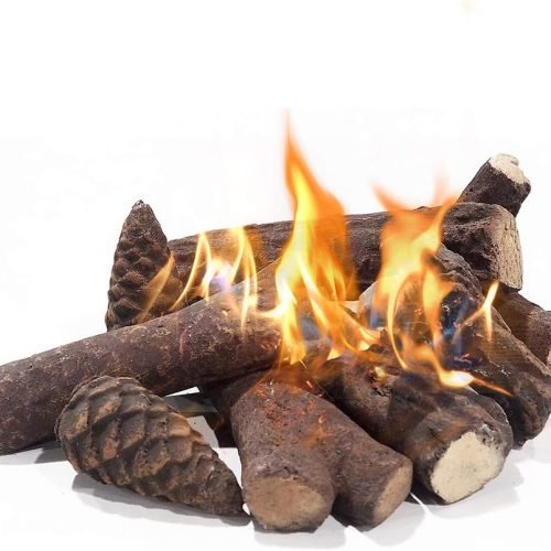 Juego de Troncos de cerámica para Chimenea de etanol de Gas, Madera de Pino Hecha a Mano para Uso en Interiores,Bioetanol Tronco Ceramica Chimenea