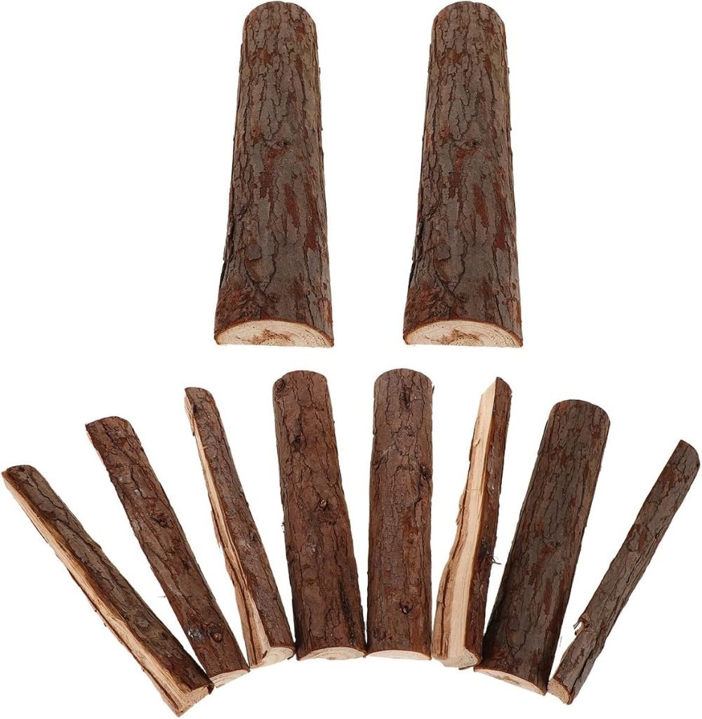 Genérico Decoración de Chimenea 10 Troncos de Madera Seca Artesanales 22 CM Ideales para Uso en Interiores y Espacios Rústicos