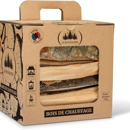 Le Bouscatier Leña para chimenea estufa Horno Pizza ooni estufas Barbacoa Weber Carbón y brasero. 25 L madera seca haya roble caja cerrojo