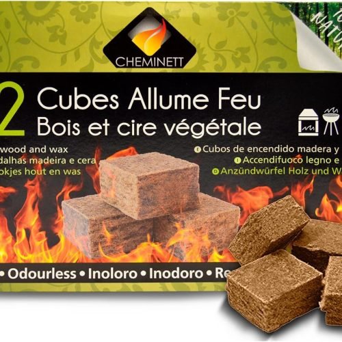 15751-32 Cubos Encendido precortados Cheminett naturales para encender chimeneas, estufas y barbacoas