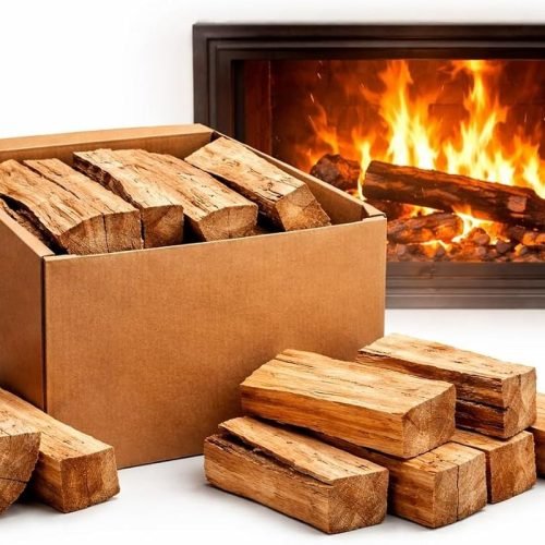 Leña de Roble Premium Secada en Horno 10 kg – Troncos de Roble para Chimenea y Estufa – Baja Humedad (~20%), Alta Potencia Calorífica y Larga Duración