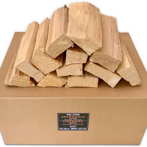 PINI Barbacoa de madera sin corteza de haya, 20 kg, aprox. 25 cm, para horno de pizza, barbacoa, ahumador, chimenea, brasero