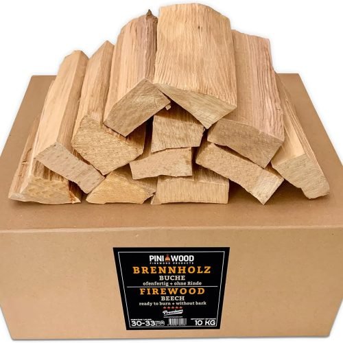 PINI Barbacoa de madera de haya, 10 kg, leña, 30-33 cm, para horno de pizza, barbacoa, ahumador, chimenea