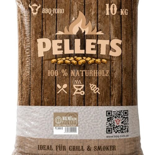 BBQ-Toro Pellets para Barbacoa de 100% Madera de Nogal (en su mayoria) | 10 kg | Pellets de Nogal para Barbacoa, Ahumador, Horno de Pizza de Pellets y Sistemas de Calefacción | Pellets de Madera