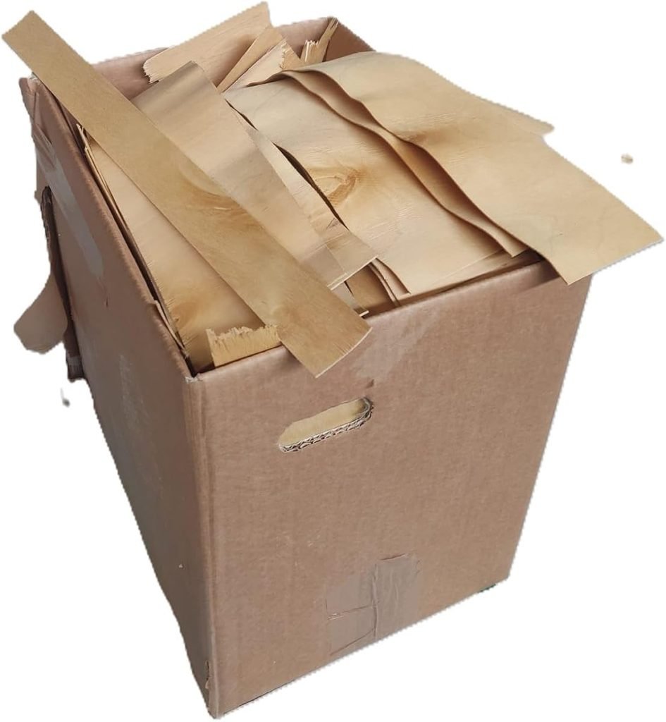 Astillas y Tacos de Madera de Haya Natural para leña, Totalmente Seca, Caja 8kg. Ideal para braseros, Estufas, hornos de leña, fogatas y Barbacoas. (Láminas)