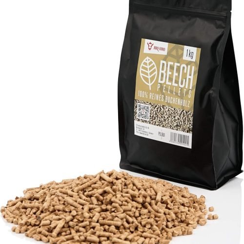 BBQ-Toro Pellets para Barbacoa de 100% Madera de Haya | 1 kg | Pellets de Haya para Barbacoa, Ahumador, Horno de Pizza de Pellets y Sistemas de Calefacción | Pellets de Madera