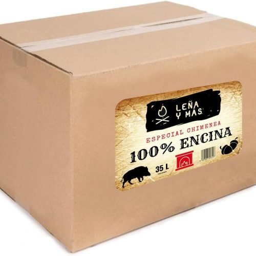 Encina 100% para Chimenea, 35L, Caja 38x31x31 cm, Especial Chimenea
