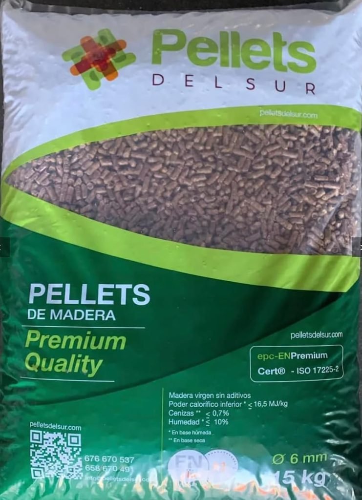Saco Pellet 15 kg. Pellets para Estufas. Pellets de Madera 100% válido para Estufa de leña y/o Todo Tipo de Dispositivos operados con Pelle TS. Quemador de Pellet.