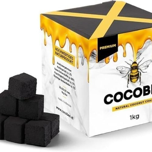 COCOBEE 1KG Carbón de Coco Natural para Shisha y Barbacoa 26mm Alta Combustión Encendido Rápido con Calor Uniforme Baja Ceniza para Cachimba Hookah BBQ Premium DISPAU