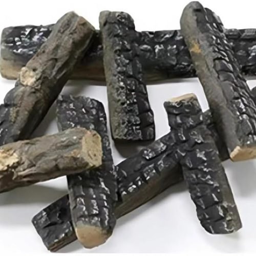 ukiyo Juego de 8 troncos de cerámica de madera decorativa para bioetanol o gas, resistentes al calor