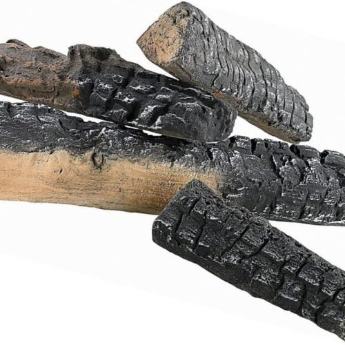Juego de 4 troncos de cerámica (0891) de madera decorativa para bioetanol o gas, resistentes al calor, cerámica