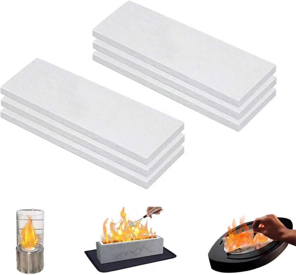 Lana de cerámica para bioetanol 300x100x10mm Esponja de cerámica de la chimenea en lana Adecuado para chimeneas, chimeneas de mesa, estufas de barbacoa (6 paquetes)