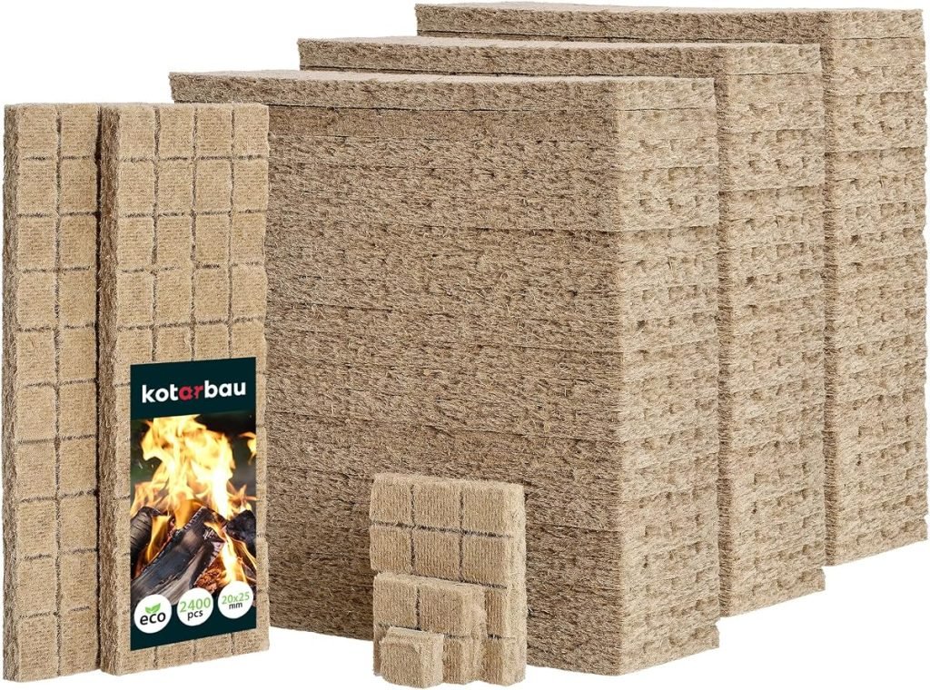 KOTARBAU® Set 2400 Unidades Pastillas Encendido Barbacoa - Lana De Madera - 25x8x13 cm - Pastillas Encendido Chimenea - Iniciador De Fuego