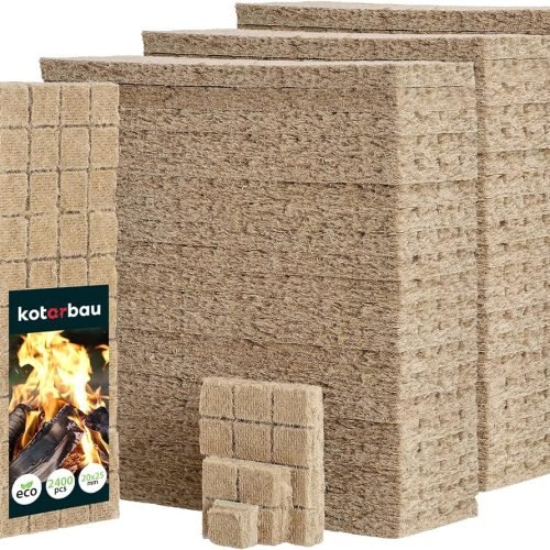 KOTARBAU® Set 2400 Unidades Pastillas Encendido Barbacoa - Lana De Madera - 25x8x13 cm - Pastillas Encendido Chimenea - Iniciador De Fuego