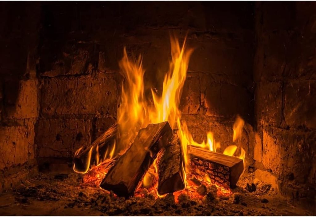 Aoihrraan 1,5x1m Quema Leña Fondo Vintage Chimenea Llameante Madera Llama Fotografía Fondo Fogata Fiesta Al Aire Libre Camping Viajes Barbacoa Pancarta Niños Adultos Retrato Foto Estudio Accesorios