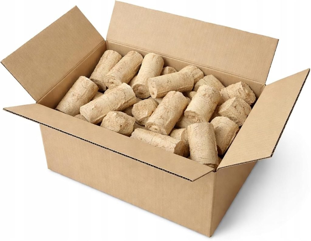 Briquetas de haya para chimenea, 25 kg. 100% madera de haya sin aditivos, alta densidad, combustión prolongada, pocas cenizas. Para chimeneas, estufas y calderas. Briquetas de serrín