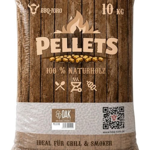 BBQ-Toro Pellets para Barbacoa de 100% Madera de Roble | 10 kg | Pellets de Roble para Barbacoa, Ahumador, Horno de Pizza de Pellets y Sistemas de Calefacción | Pellets de Madera