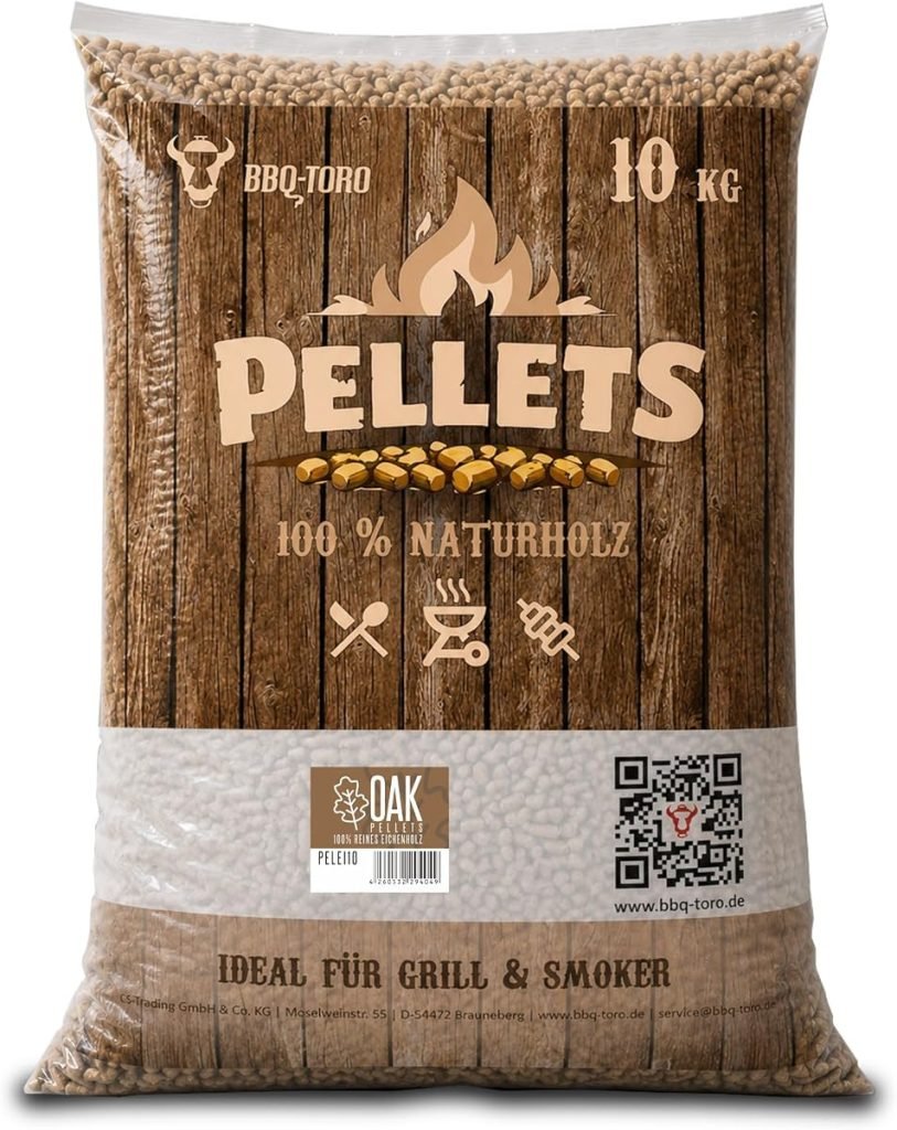 BBQ-Toro Pellets para Barbacoa de 100% Madera de Roble | 10 kg | Pellets de Roble para Barbacoa, Ahumador, Horno de Pizza de Pellets y Sistemas de Calefacción | Pellets de Madera