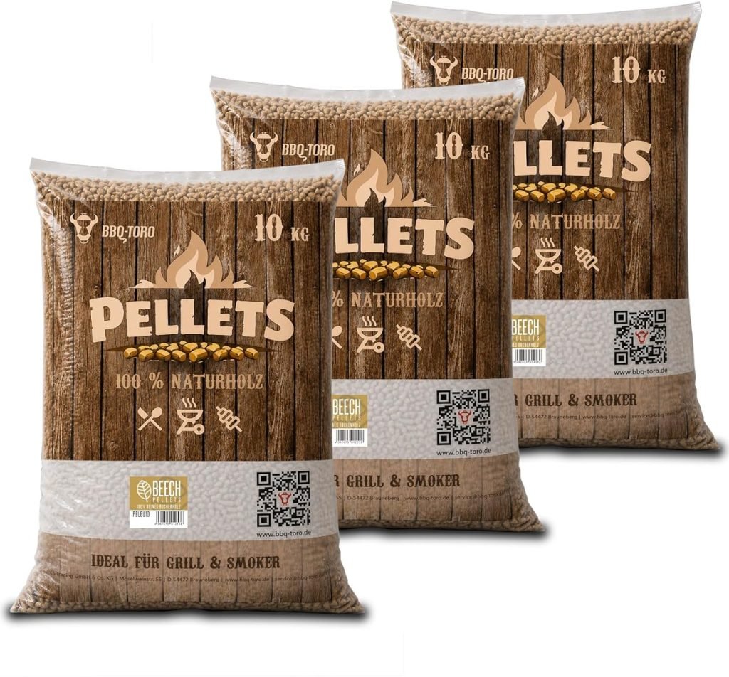 BBQ-Toro Pellets para Barbacoa de 100% Madera de Haya | 30 kg | Pellets de Haya para Barbacoa, Ahumador, Horno de Pizza de Pellets y Sistemas de Calefacción | Pellets de Madera