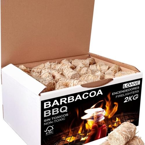 LOANE - Encendedores Ecológicos - 2KG - Encendedor Barbacoa, Encendedor Chimenea, Pastillas Encendido Chimenea, Encendedores De Lana De Madera,150 Unidades Aprox