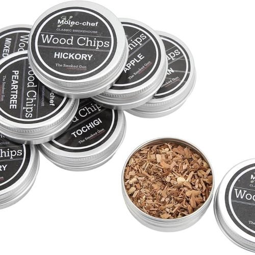 Kit de Ahumador de Cócteles con Virutas de Madera para Ahumar Whisky de 8 Piezas, Virutas para Ahumar en Barbacoa, Mezcla de Aserrín de Madera de Frutas para Ahumar Bebidas para
