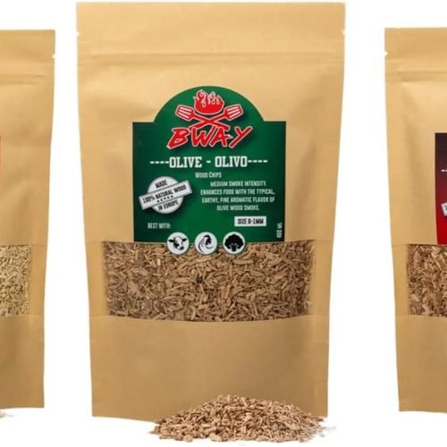 BWAY Madera para Ahumador de Alimentos Profesional - Olivo, Naranjo, Almendro (3x400 ml) - Ebook de Regalo con 20 Recetas - Regalos para Chefs - Ideales para Ahumar Carne, Pescado, Verduras y Còcteles