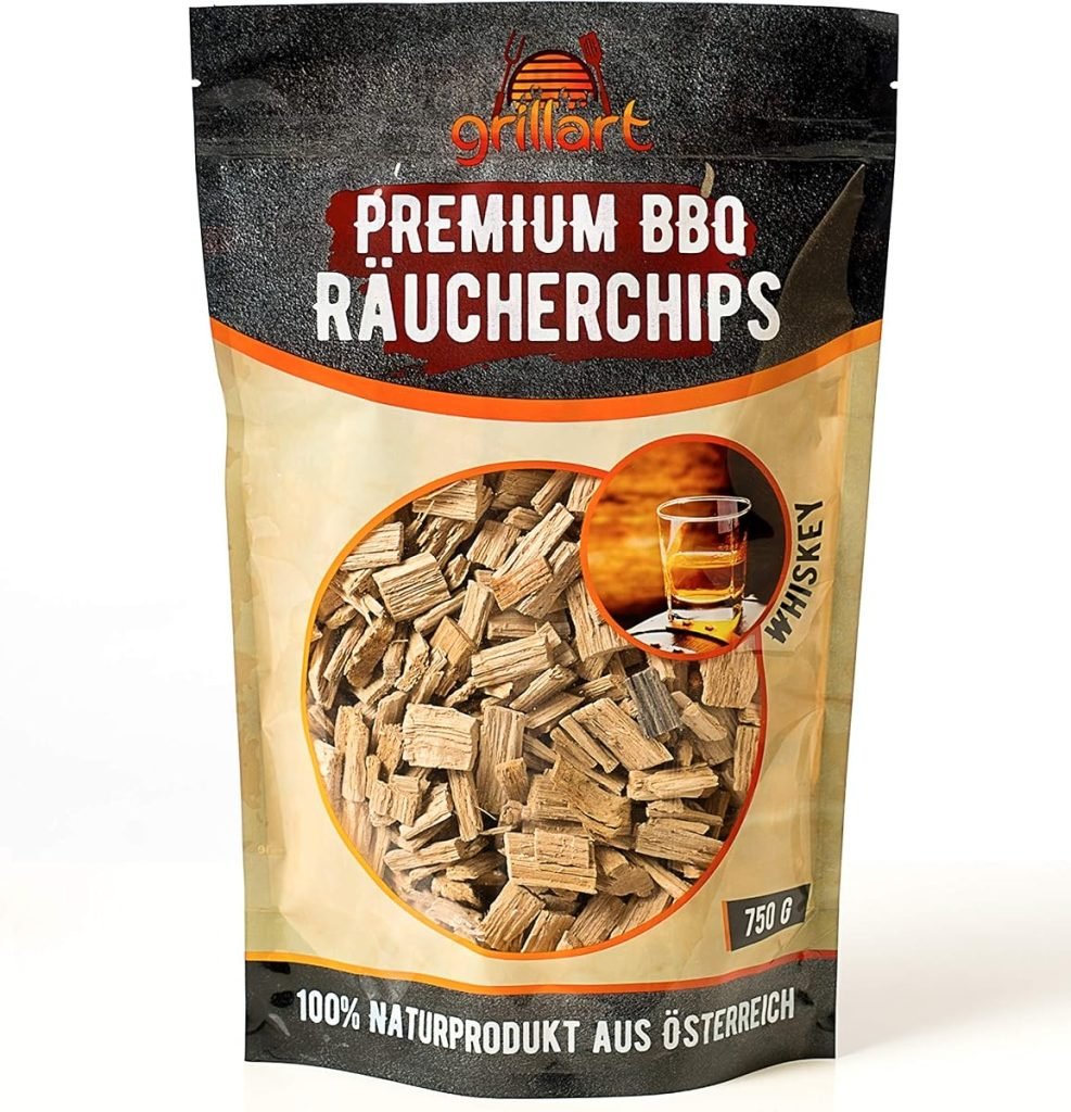 grillart Virutas de madera para ahumar XL de whisky, virutas de madera muy activas, 100% natural con barriles de whisky, 750 g