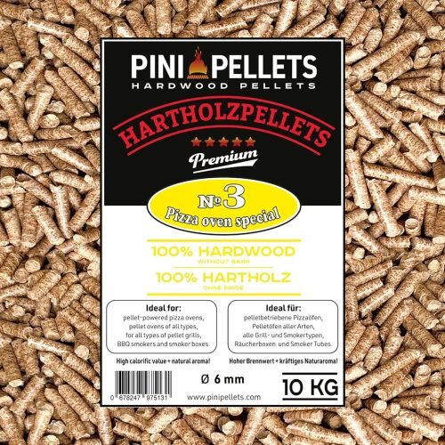 PINI Pellets de Madera Dura Pellets №3 Horno de Pizza Especial 10 Kg para hornos de Pizza con pellets