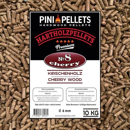 PINI Pellets № 8 Cereza 10 kg BBQ Pellets de madera dura para asar ahumar