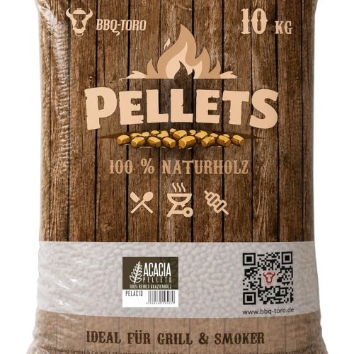BBQ-Toro Pellets para Barbacoa de 100% Madera de Acacia | 10 kg | Pellets para Barbacoa, Ahumador, Horno de Pizza de Pellets y Sistemas de Calefacción | Pellets de Madera